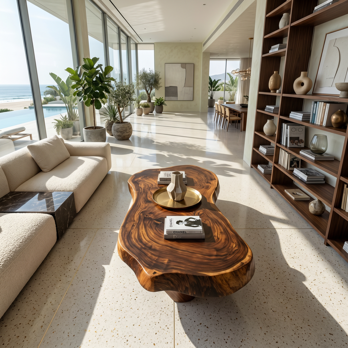 Mid-Century Solid Wood Coffee Table for Compact Living Rooms - view 2
