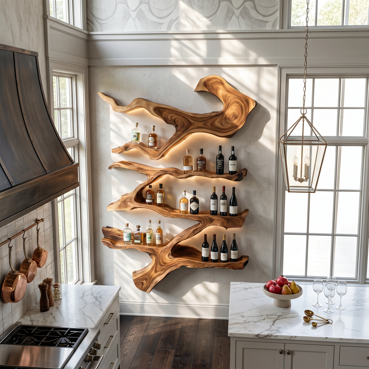 Farmhouse Monkeypod Wood Wall Wine Rack Display - view 2
