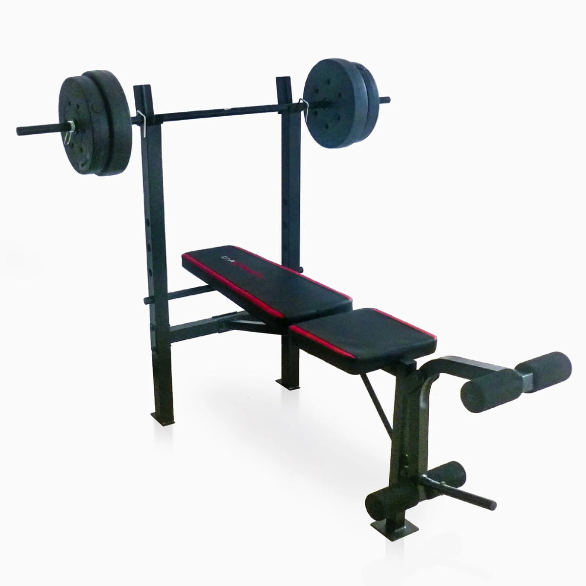 Adjustable Standard Weight Bench With Rack, Leg Extension And 90 lb We ...