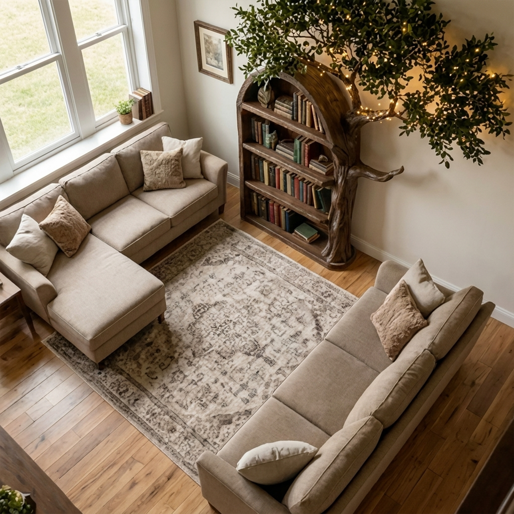 Rustic Tree Branch Wall Bookshelf with Hidden Brackets - view 2