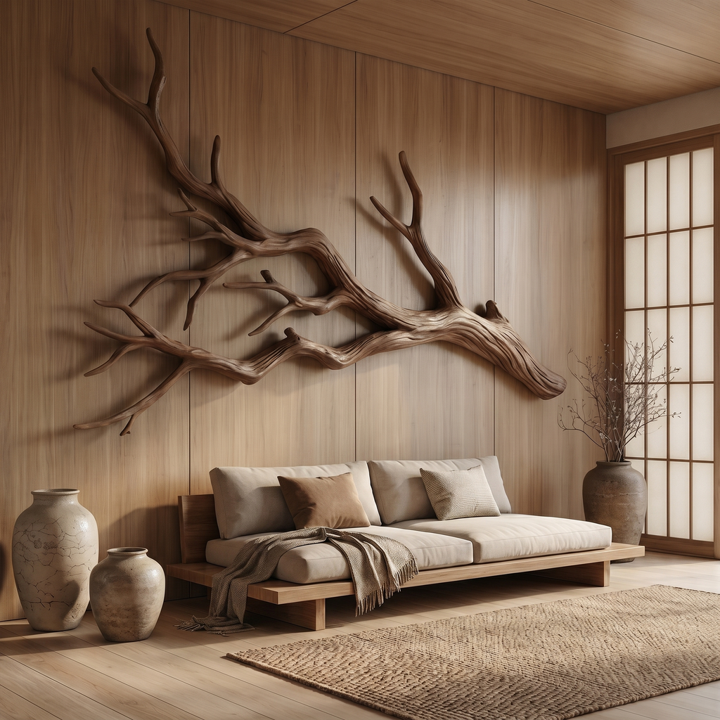 Natural Tree Root Wall Sculpture with Flowing Organic Form - view 3