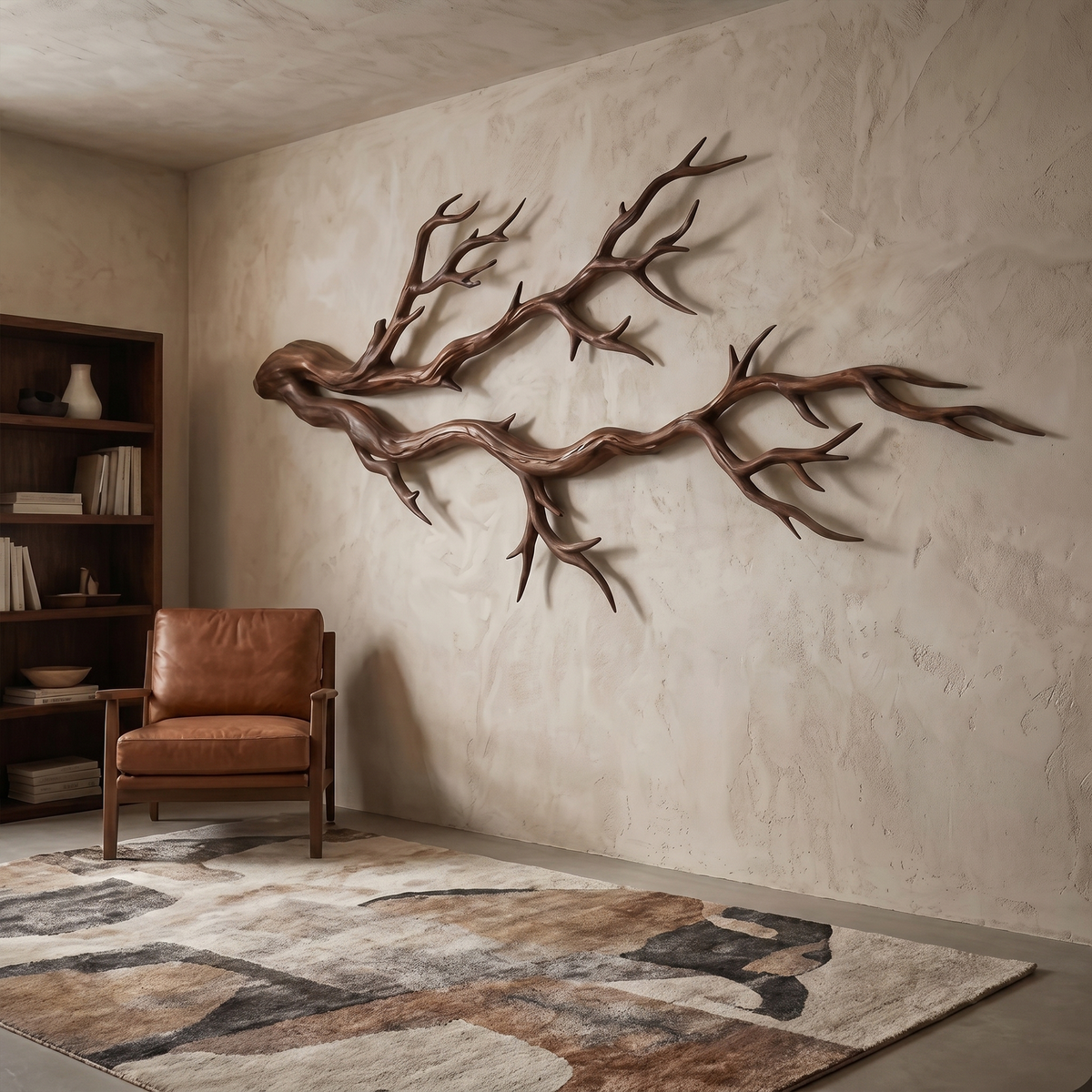 Twisted Tree Root Solid Wood Wall Sculpture, Organic Modern - view 2