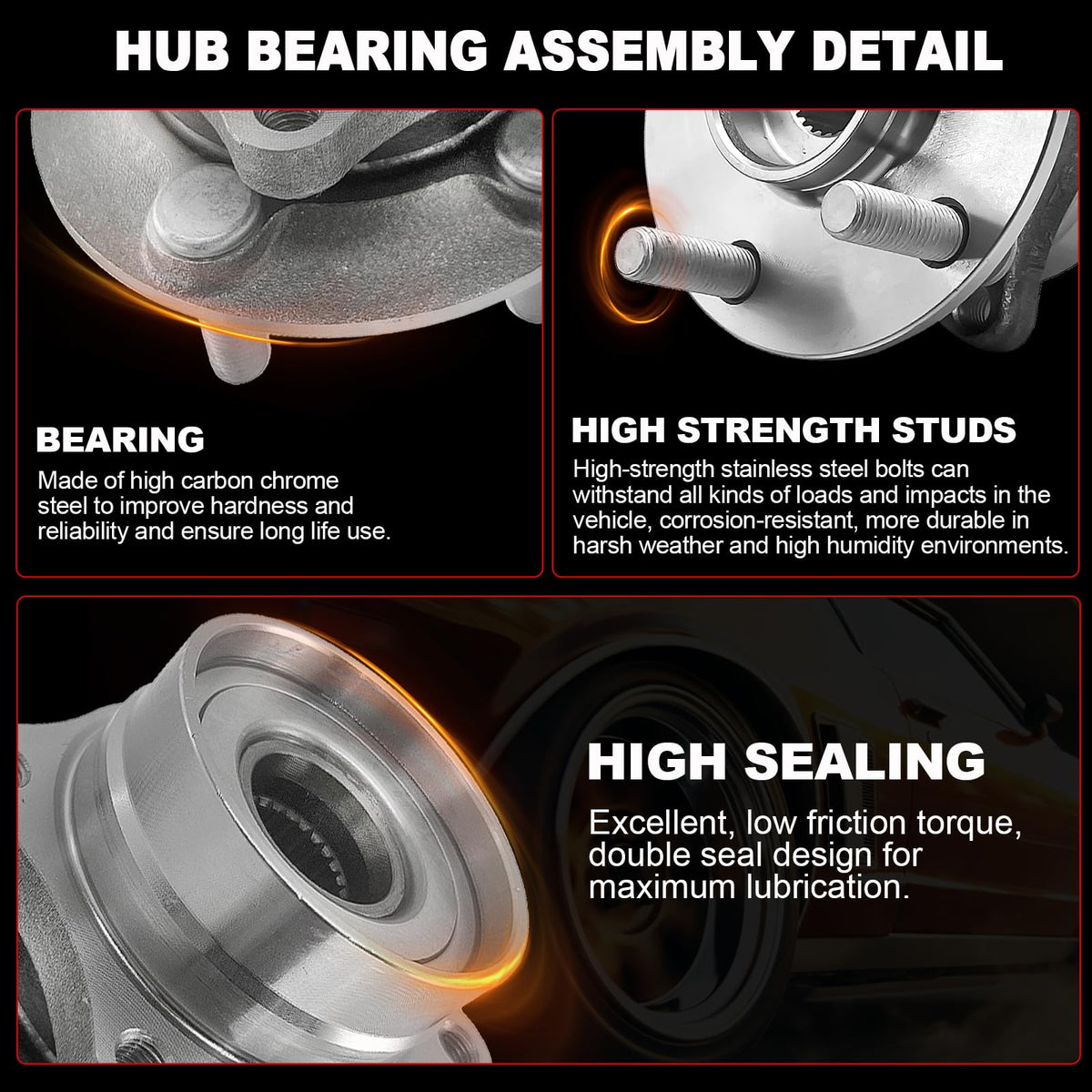 Pair 513288 Front or Rear Wheel Bearing Hub Assembly Compatible with Chevy Malibu 2013-2015 Impala 14-17 20, for Cadillac CTS XTS 13-17, for Buick