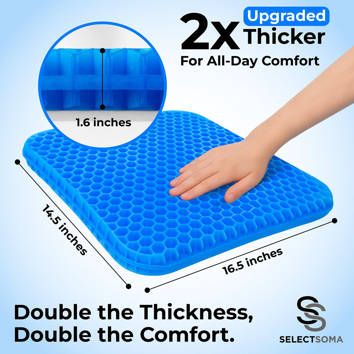 Gel Seat Cushion for Long Sitting, Pressure Relief for Tailbone and Back