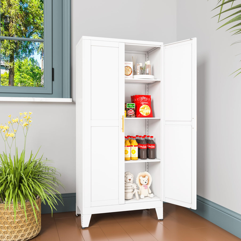 Metal Pantry Cabinet, Kitchen Pantry Storage Cabinets with 2 Door
