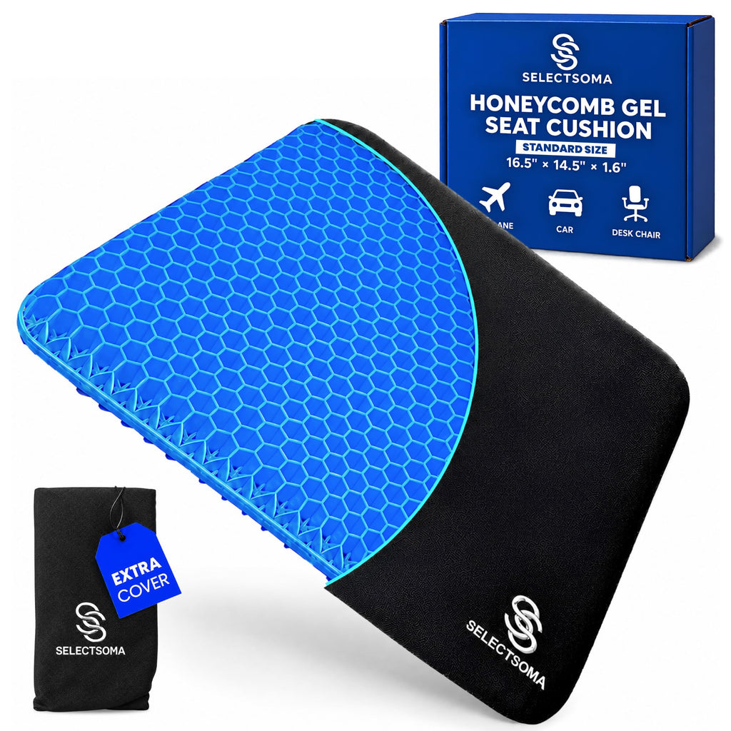 Gel Seat Cushion for Long Sitting, Pressure Relief for Tailbone and Back