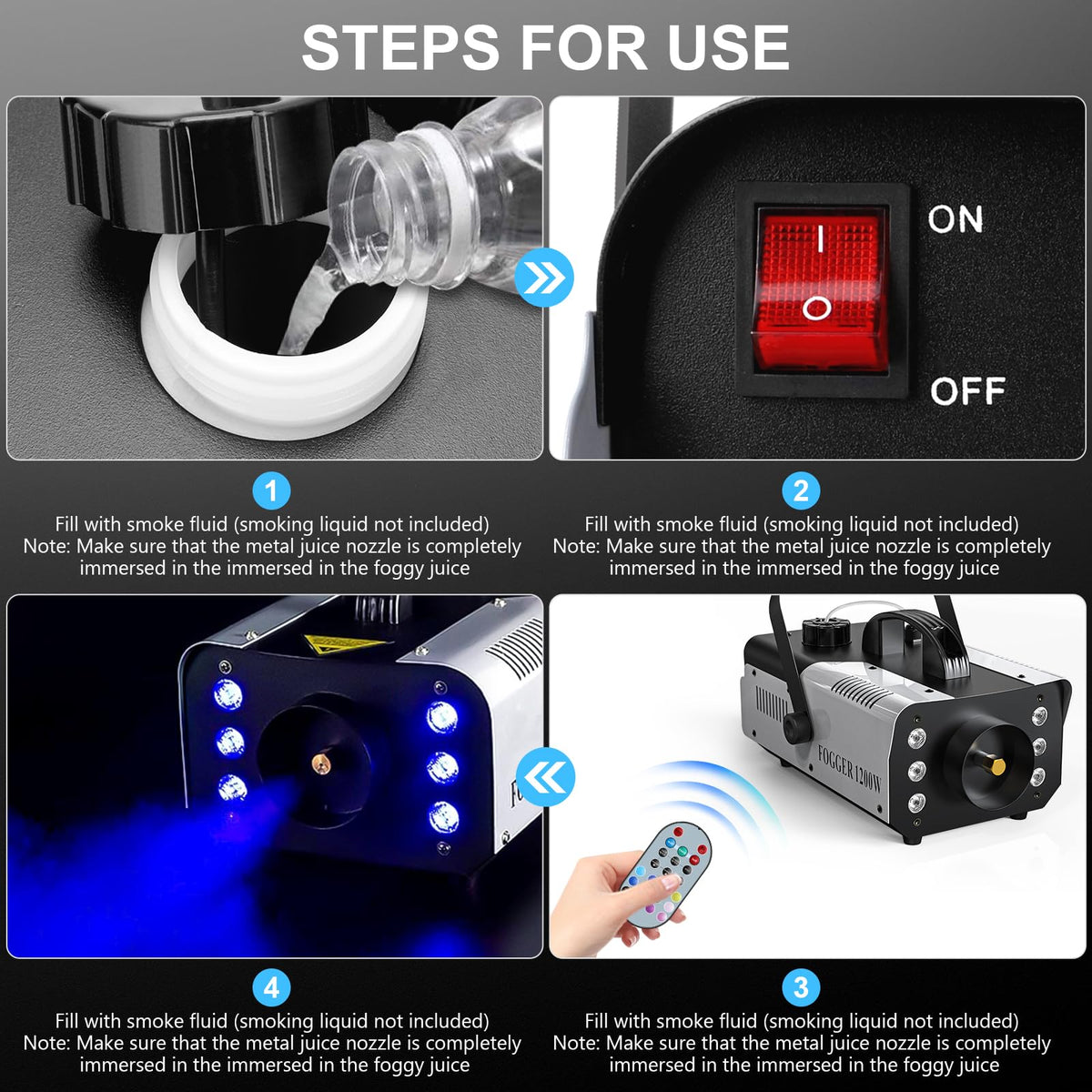 1200W Fog Machine, Halloween Smoke Machine with 14 Color Lights Effect