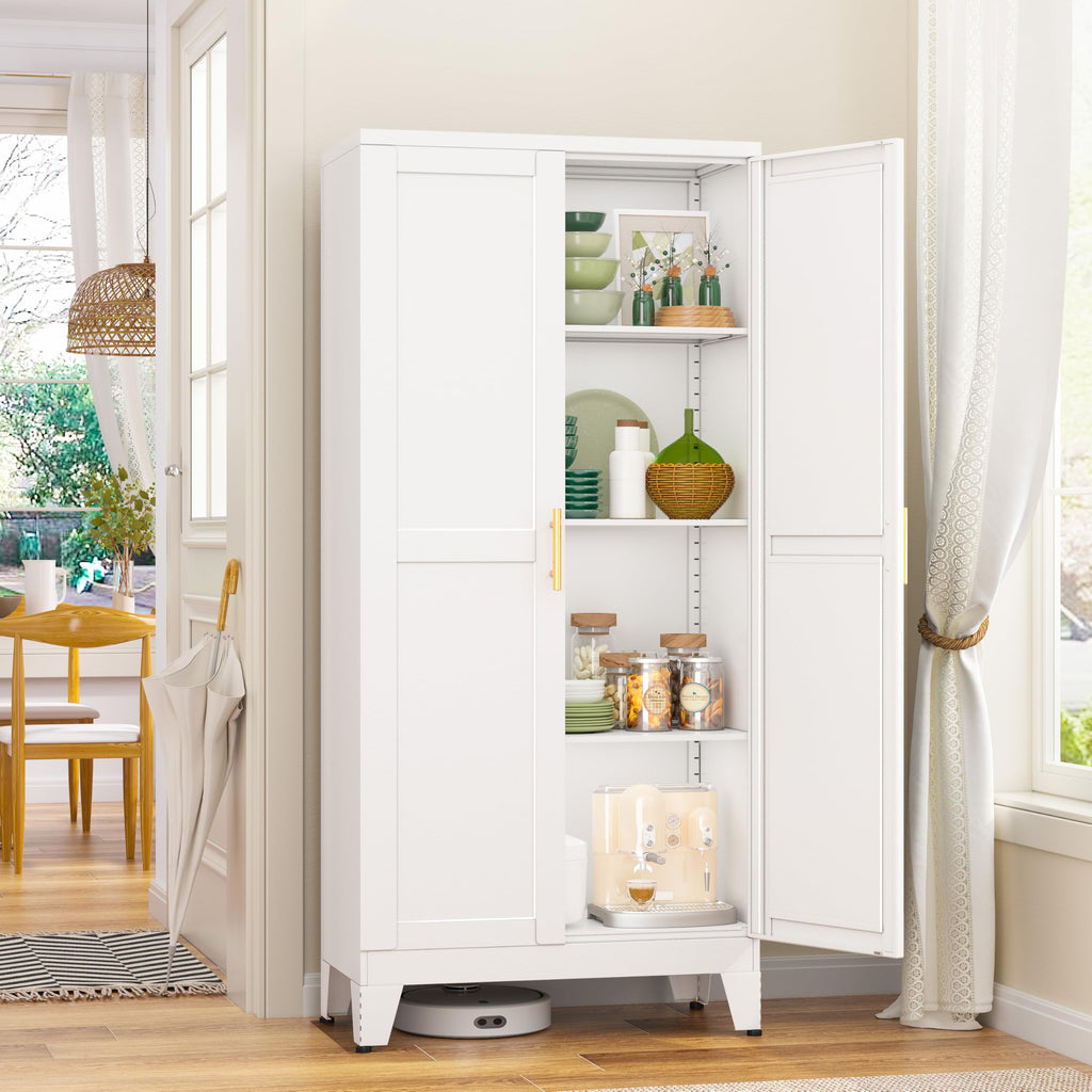 Metal Pantry Cabinet, Kitchen Pantry Storage Cabinets with 2 Door
