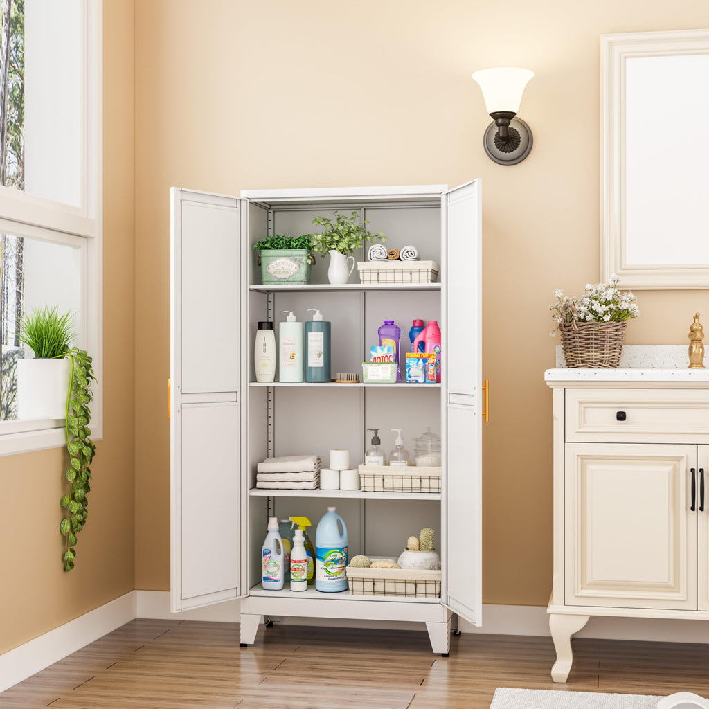 Metal Pantry Cabinet, Kitchen Pantry Storage Cabinets with 2 Door