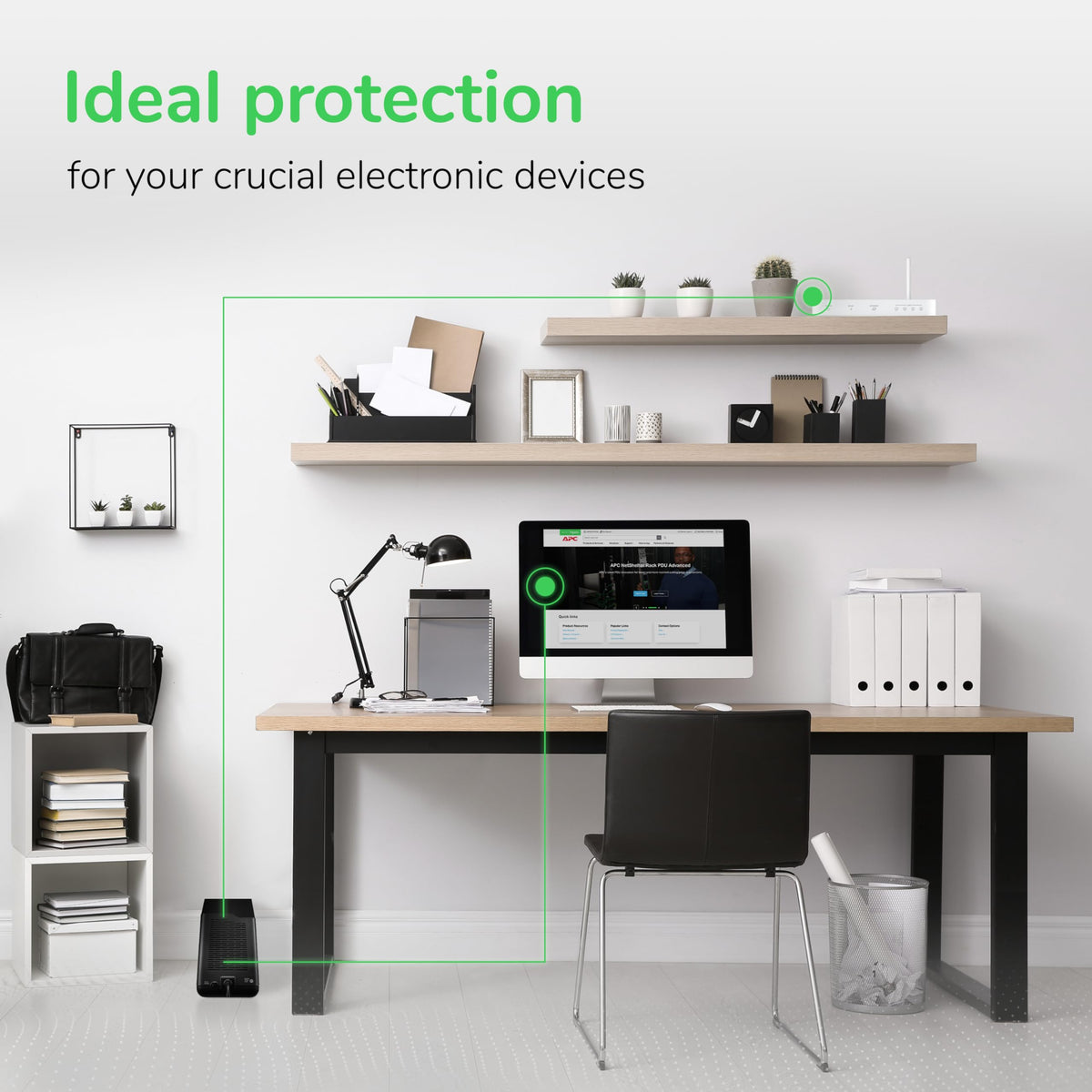 APC BE600M1 UPS Battery Backup & Surge Protector for Computer, Router, NAS