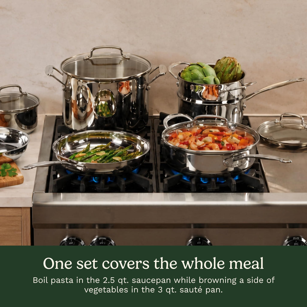 Cuisinart Chef's Classic 11-Piece Stainless Steel Cookware Set, 77-11G