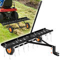 48-Inch Tow Behind Dethatcher, Pull Behind Lawn Dethatcher with 20 Spring Steel Tines, Lawn Grass Dethatcher Tractor Rake, Adjustable Hitch Riding