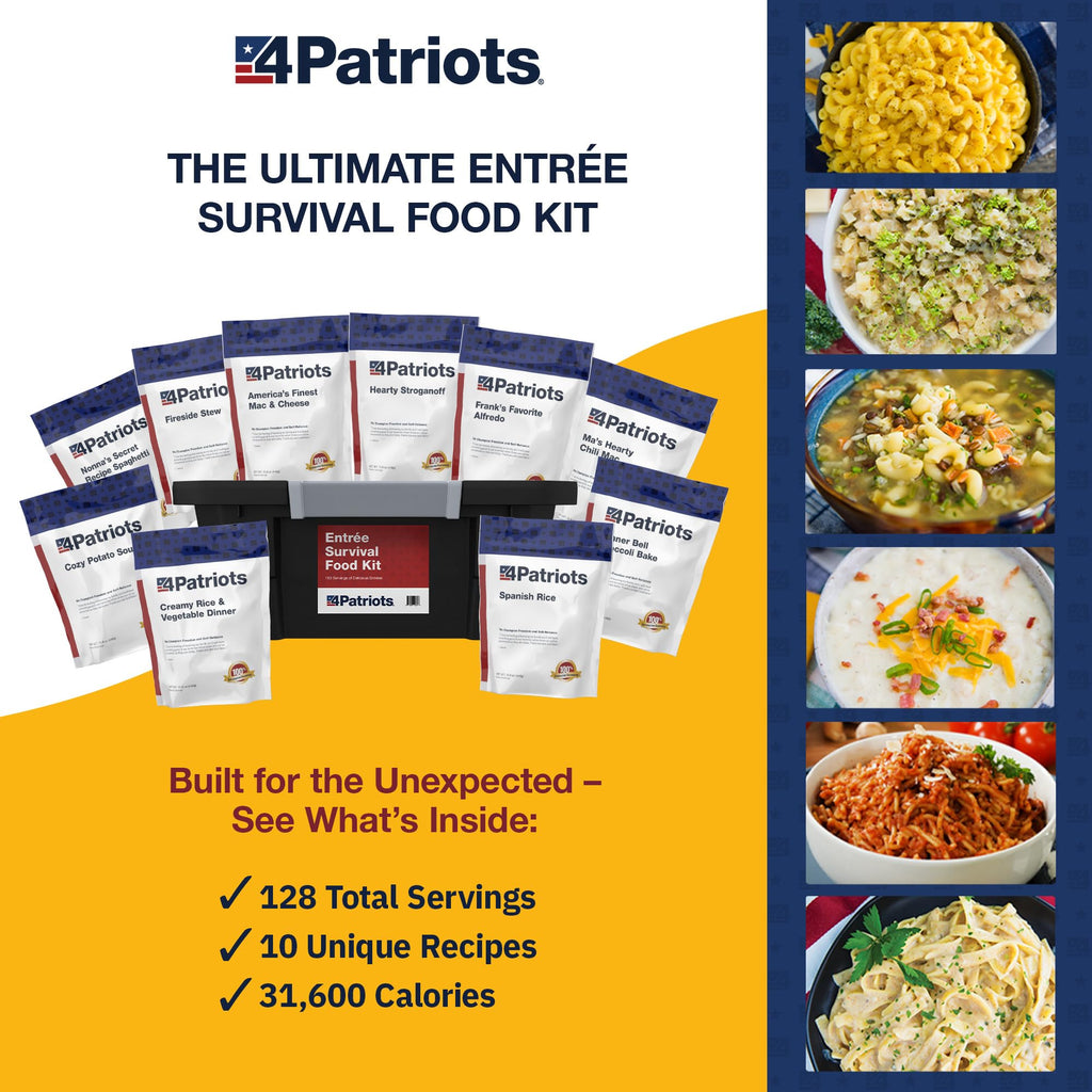 4Patriots Emergency Entree Food Kit – 128 Servings, Tasty Freeze-Dried ...