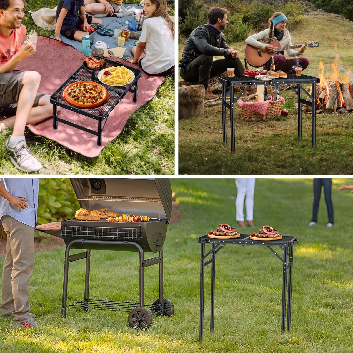 2 ft Folding Grill Table, Aluminum Camping Table 3 Heights Max 27.5"