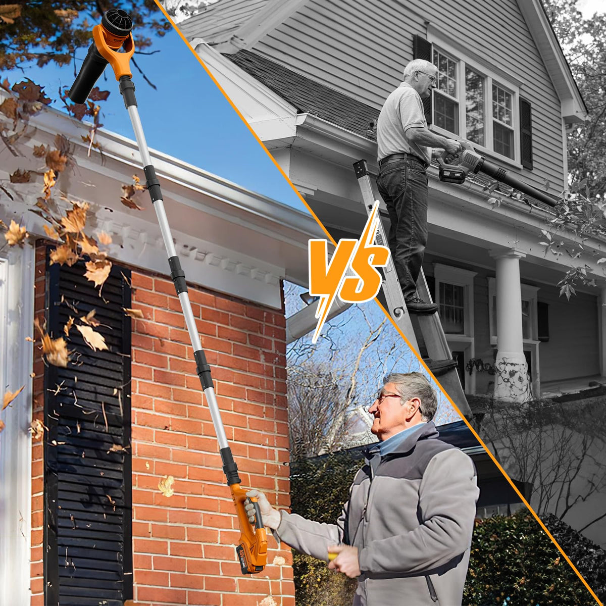 Alloyman Roof Gutter Cleaning from The Ground,40V Cordless Leaf Blower ...