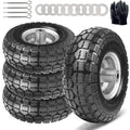 10" Solid Tires, 4.10/3.50-4 Tire and Wheel Flat Free, Gorilla Cart Tires Replacement, 4-Pack Solid Rubber Wheels with 5/8" Axle for Hand Trucks