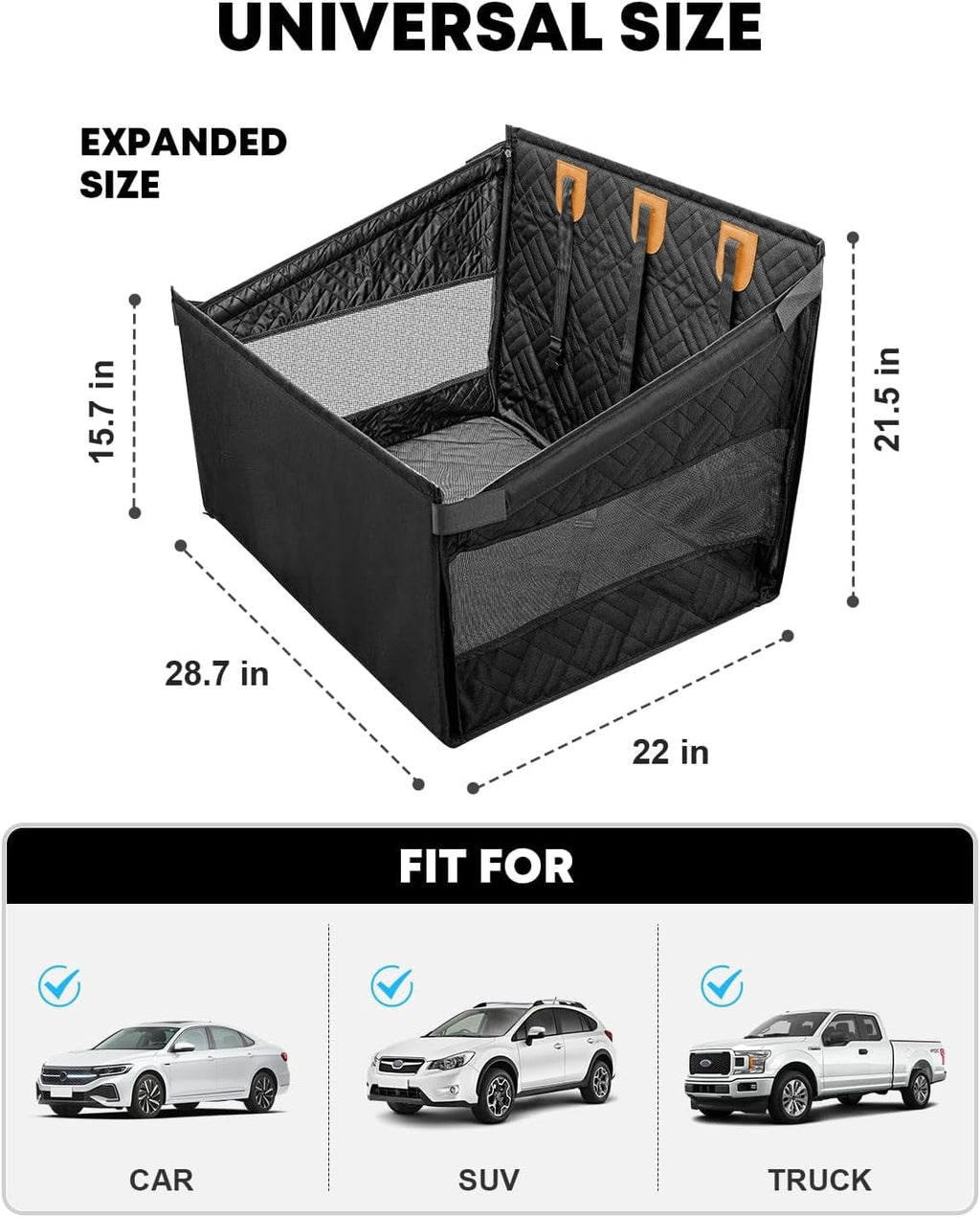 Kohree Dog Car Seat for Large Medium Dogs, Back Seat Extender with Hard Bottom, Waterproof Non-Slip Hammock for Pet, with Storage Pocket for