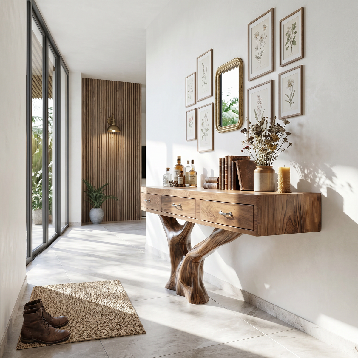 Farmhouse Live Edge Solid Wood Entryway Table - view 3