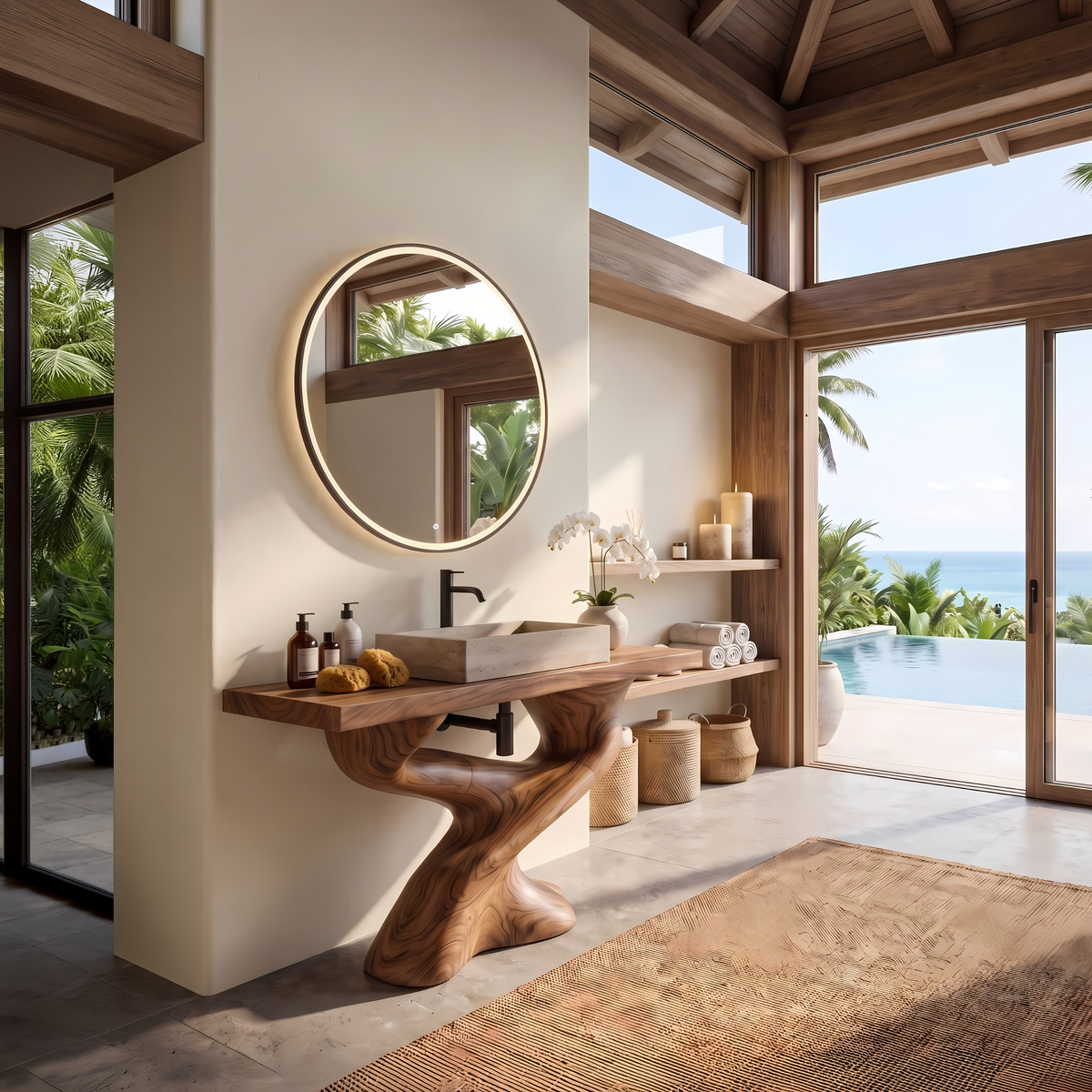 Live Edge Solid Wood Bathroom Vanity for Farmhouse or Modern Baths - view 3