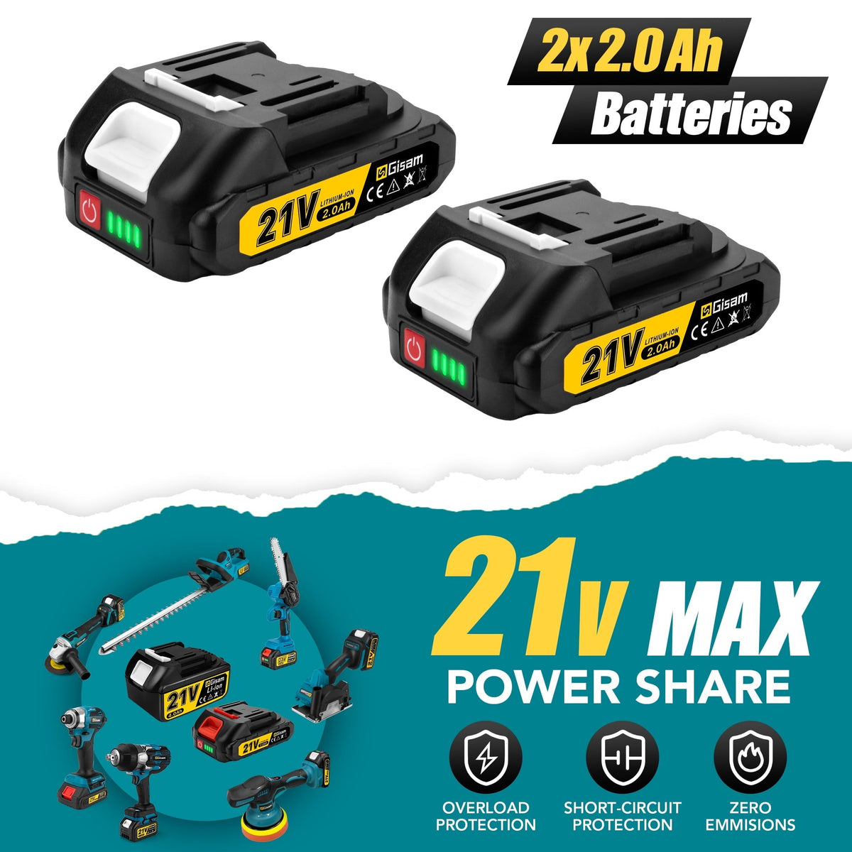 Gisam Cordless Car Buffer Polisher, 8 Variable Speed Auto Orbital Polishing Kit, with 2*21V 2.0Ah Battery for Car Wood