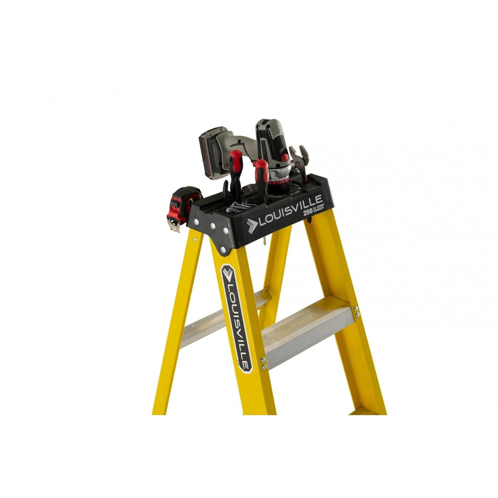 Louisville Ladder 8' Fiberglass Step Ladder, 12' Reach, 250 lbs Load C ...