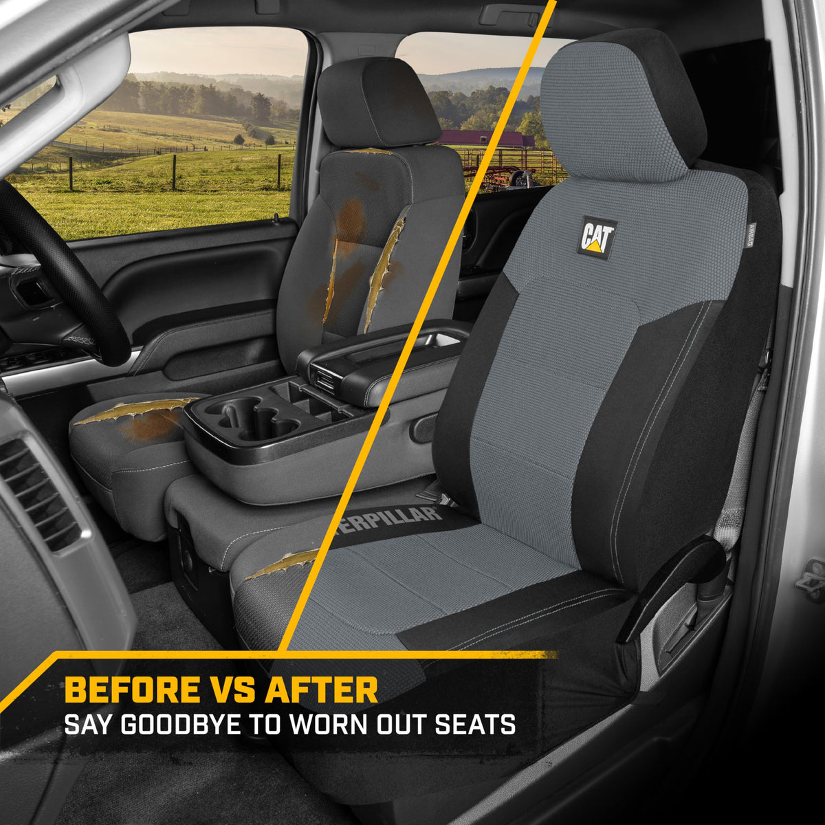 Cat MeshFlex Automotive Seat Covers for Cars Trucks and SUVs – Gray Car Seat Covers for Front Seats, Truck Seat Protectors with Comfortable Mesh Back