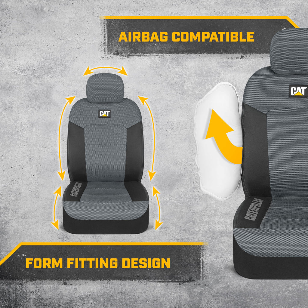 Cat MeshFlex Automotive Seat Covers for Cars Trucks and SUVs – Gray Car Seat Covers for Front Seats, Truck Seat Protectors with Comfortable Mesh Back