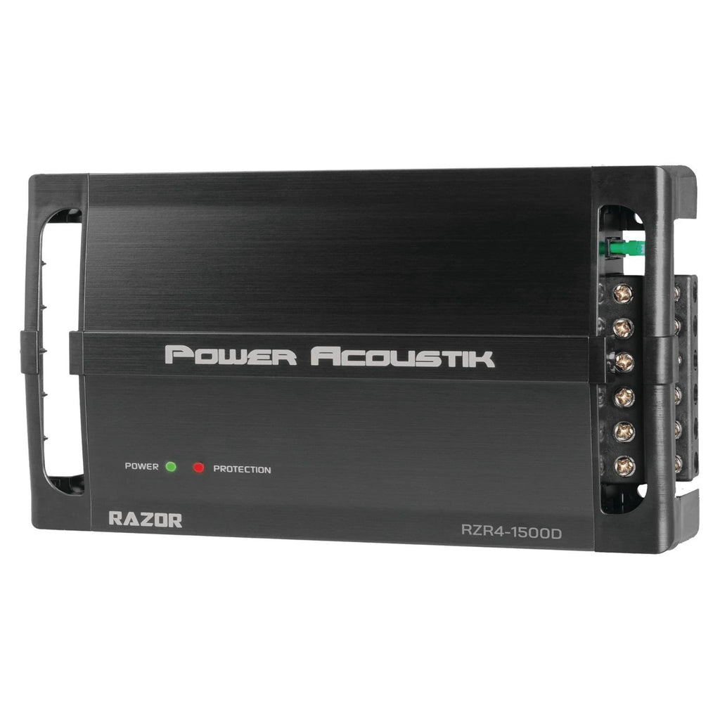 Power Acoustik RZR4-1500D 4-Channel Amplifier, Class D Full Range Amp, 1500W Max with SMT Circuitry (New)