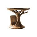 Treeform Sculpted Solid Wood Record Player Stand with Vinyl Storage in Natural Oak finish