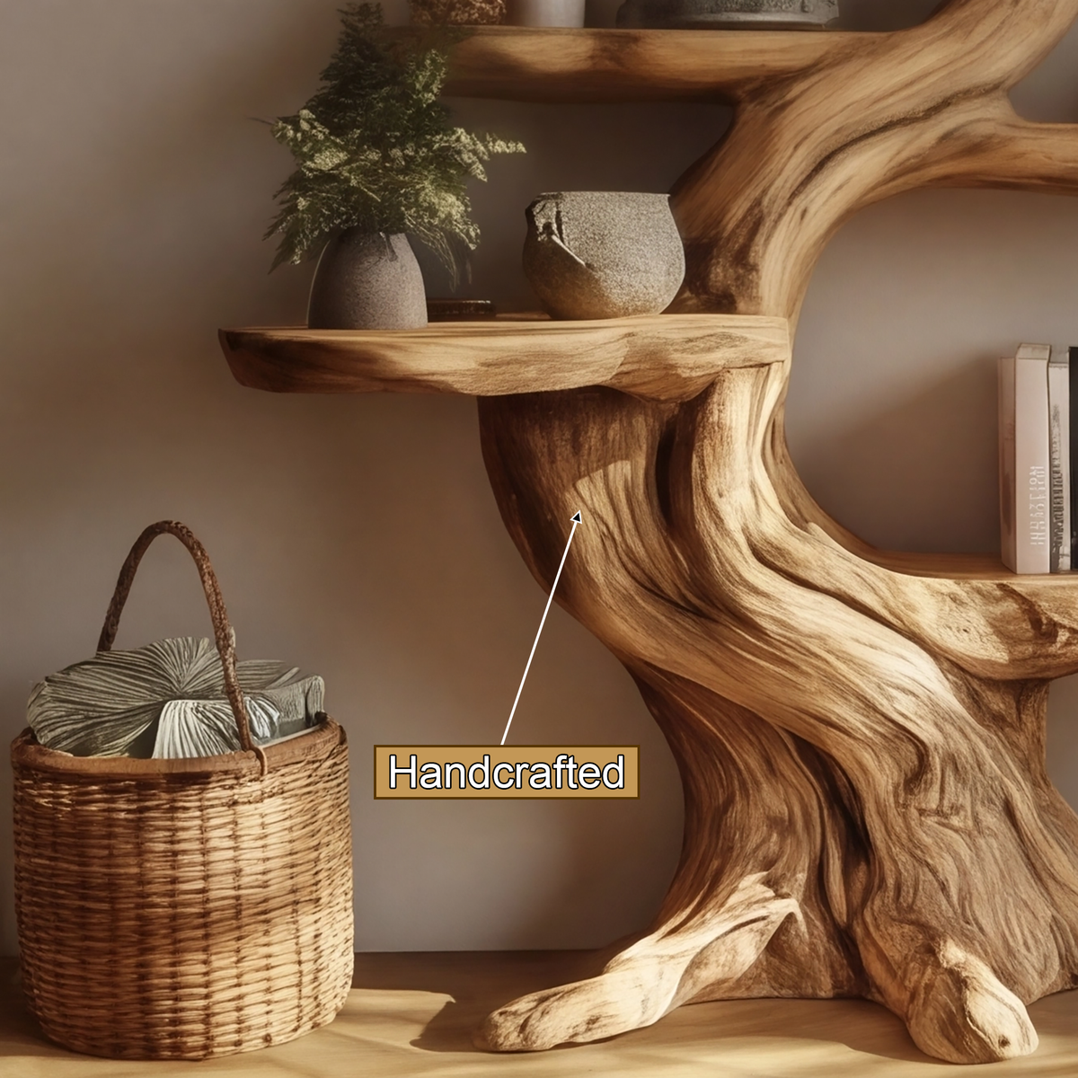 Sculpted Solid Hardwood Tree Bookshelf with Branching Shelves - view 5