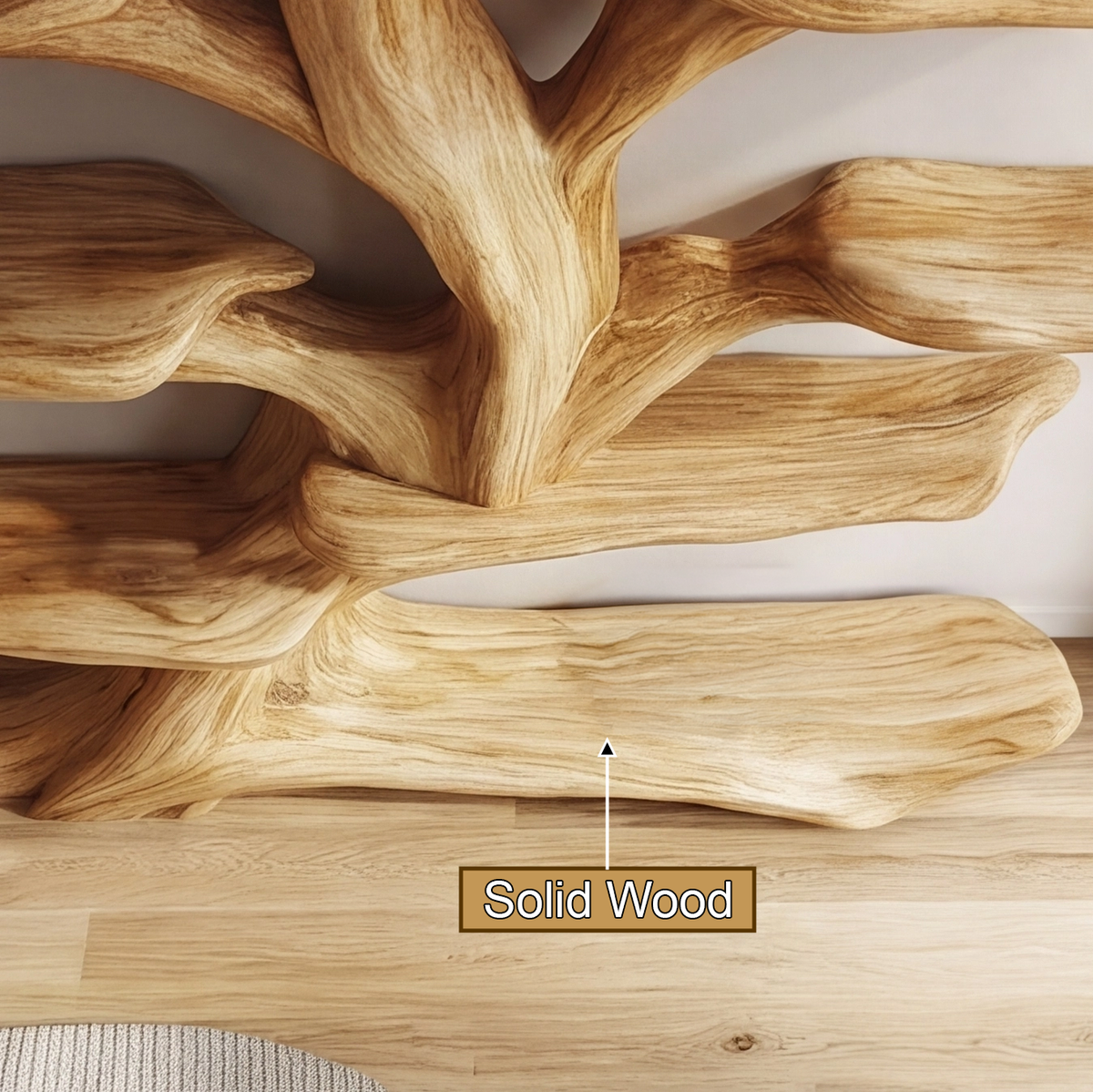 Sculpted Solid Hardwood Tree Bookshelf with Branch Shelving - view 9
