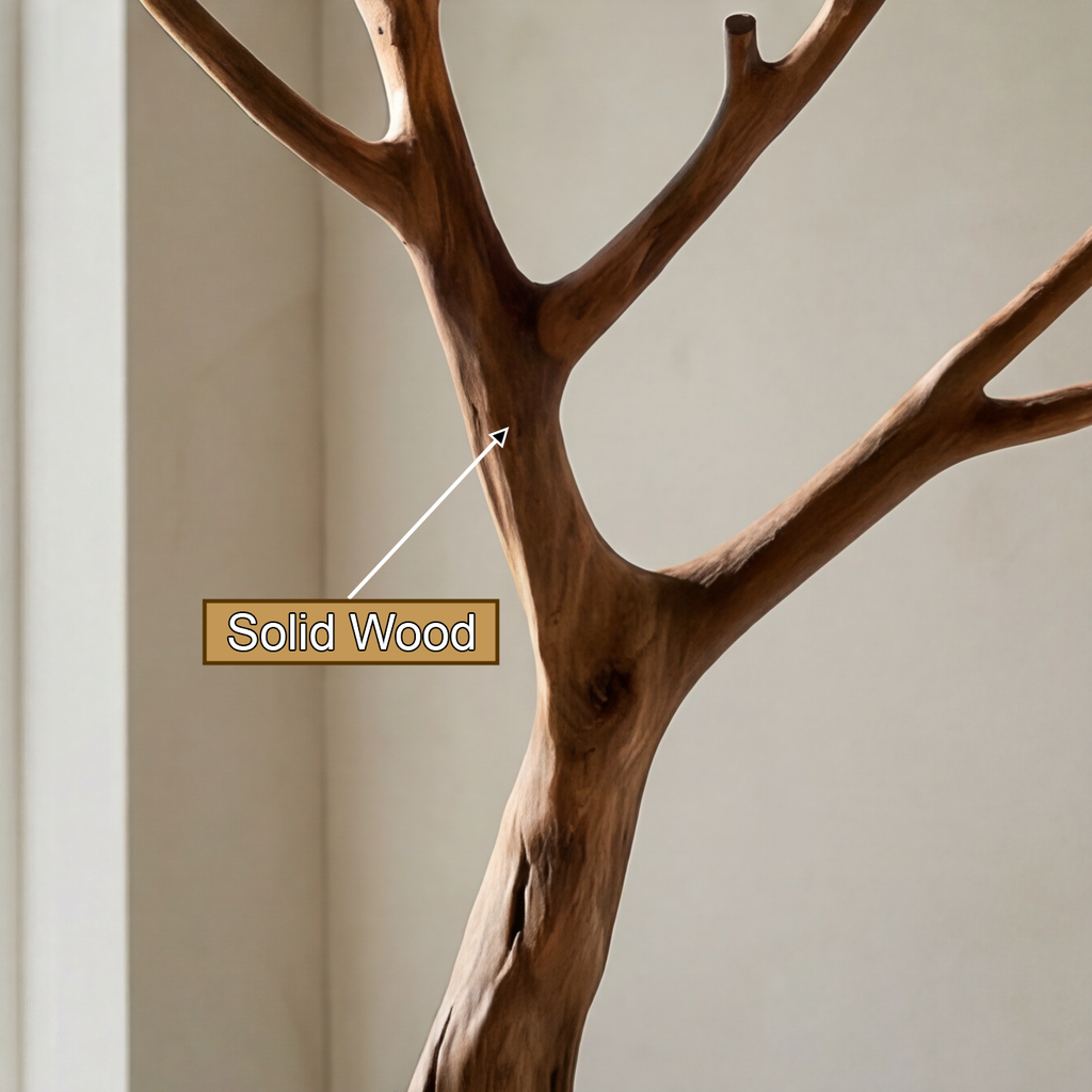 Twisting Trunk Solid Wood Tree Coat Rack with Root Base - view 4