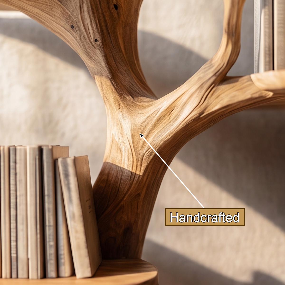 Tall Solid Hardwood Tree Bookshelf with Branch Display Shelves - view 10
