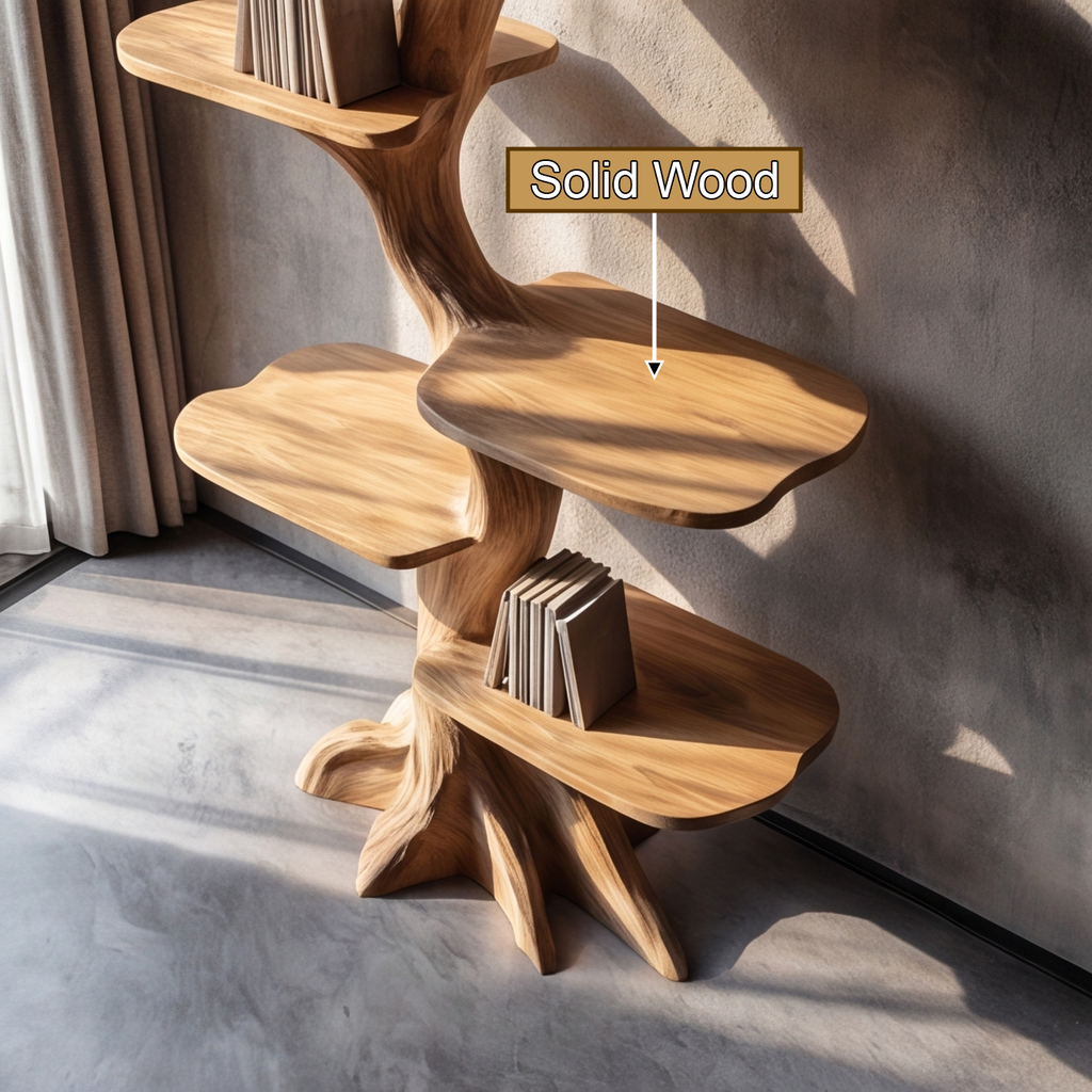 Tall Solid Hardwood Tree Bookshelf with Branch Display Shelves - view 9