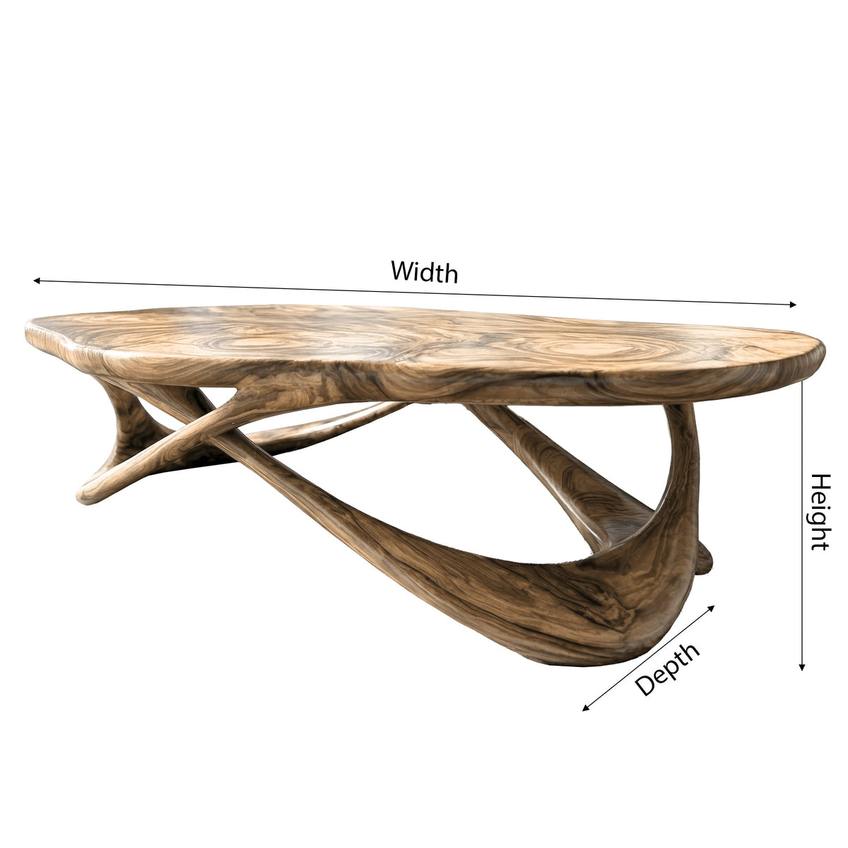 Live Edge Solid Wood Coffee Table with Interwoven Sculptural Base - view 5