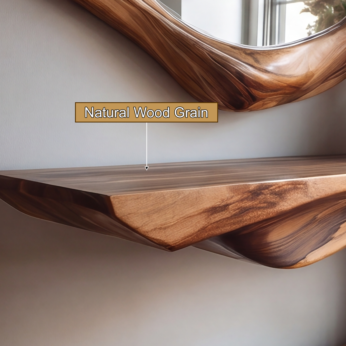 Sculpted Solid Hardwood Console Table with Flowing Pedestal Base - view 5