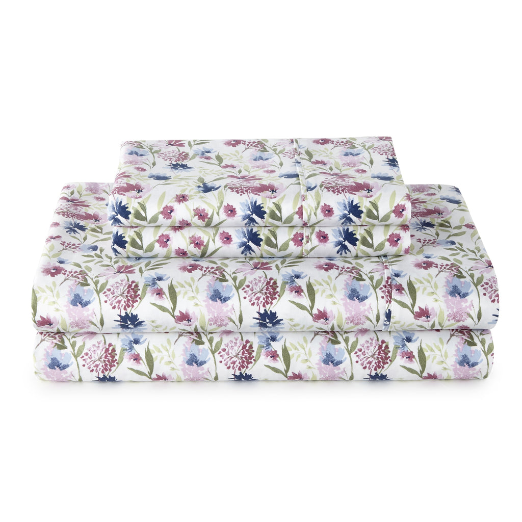Better Homes & Gardens 4-Piece 300 Thread Count Bashful Blooms Cool Cotton Sateen Bed Sheet Set, Queen, Deep Pocket