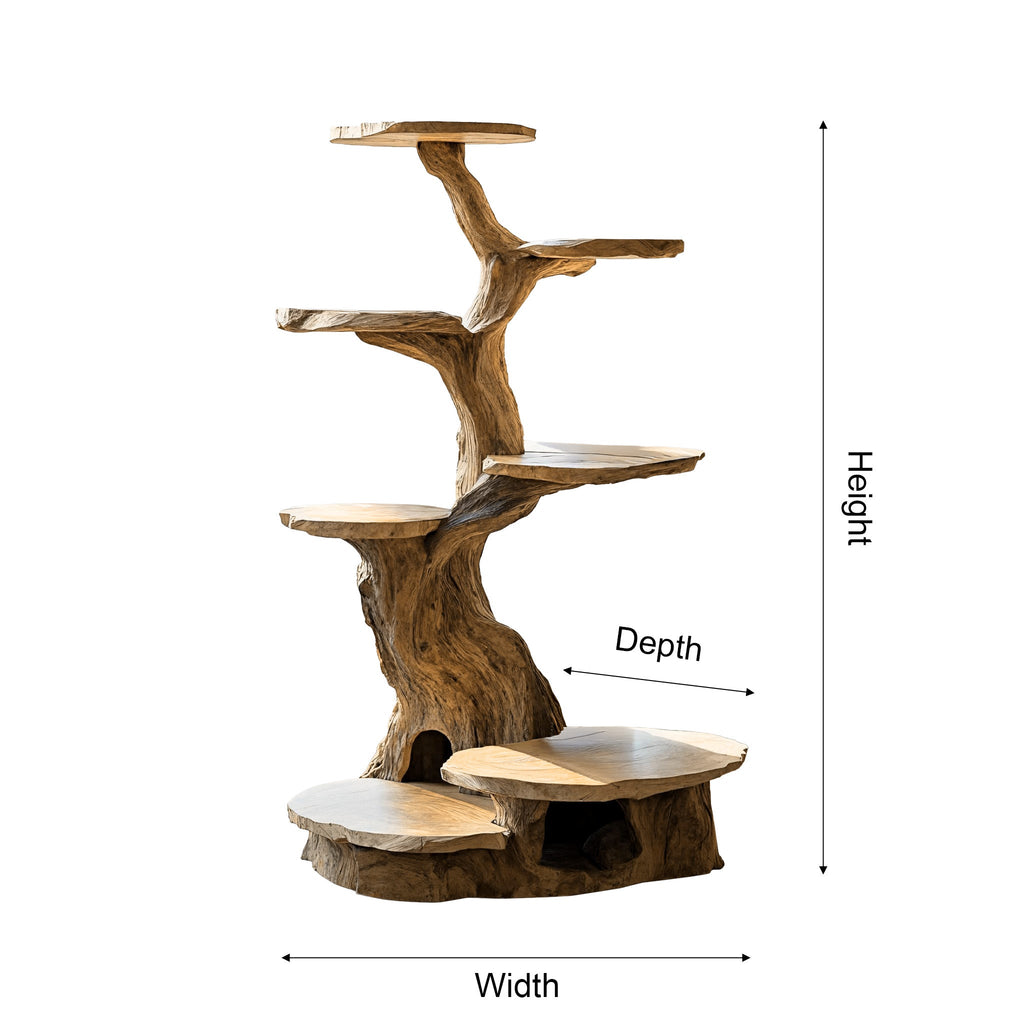 Branched Sculpted Solid Wood Cat Tree Shelf, Freestanding - view 2