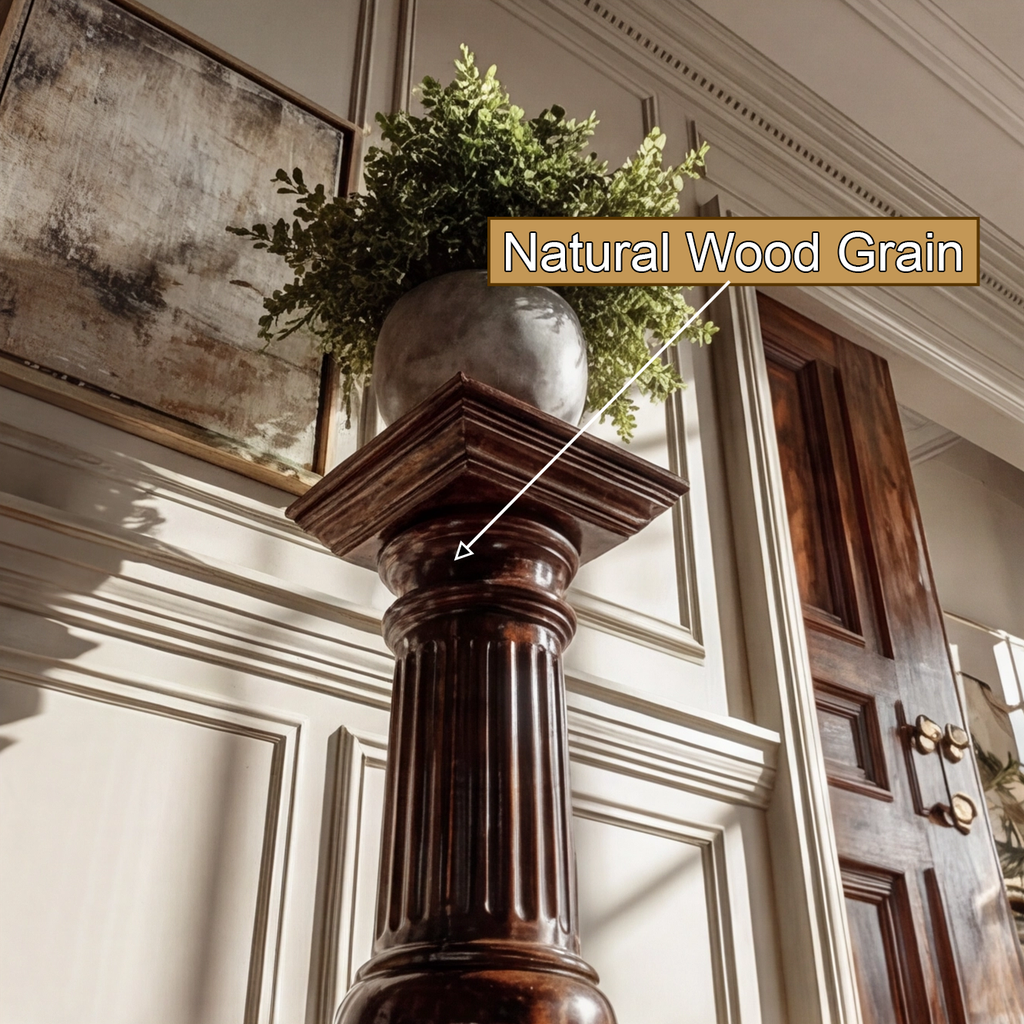 Handcrafted Solid Wood Fluted Column Pedestal Stand - view 3