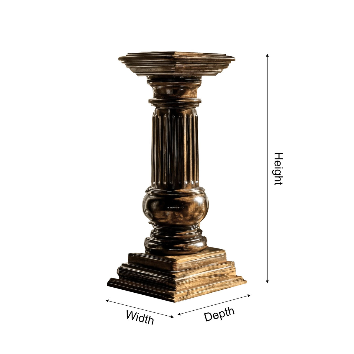 Handcrafted Solid Wood Fluted Column Pedestal Stand - view 5