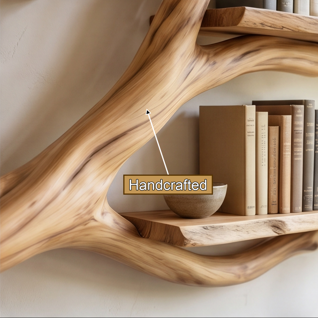 Solid Hardwood Floating Tree Bookshelf with Branching Canopy - view 12
