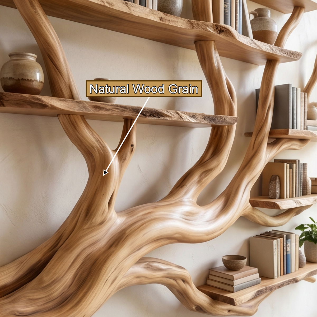 Solid Hardwood Floating Tree Bookshelf with Branching Canopy - view 10