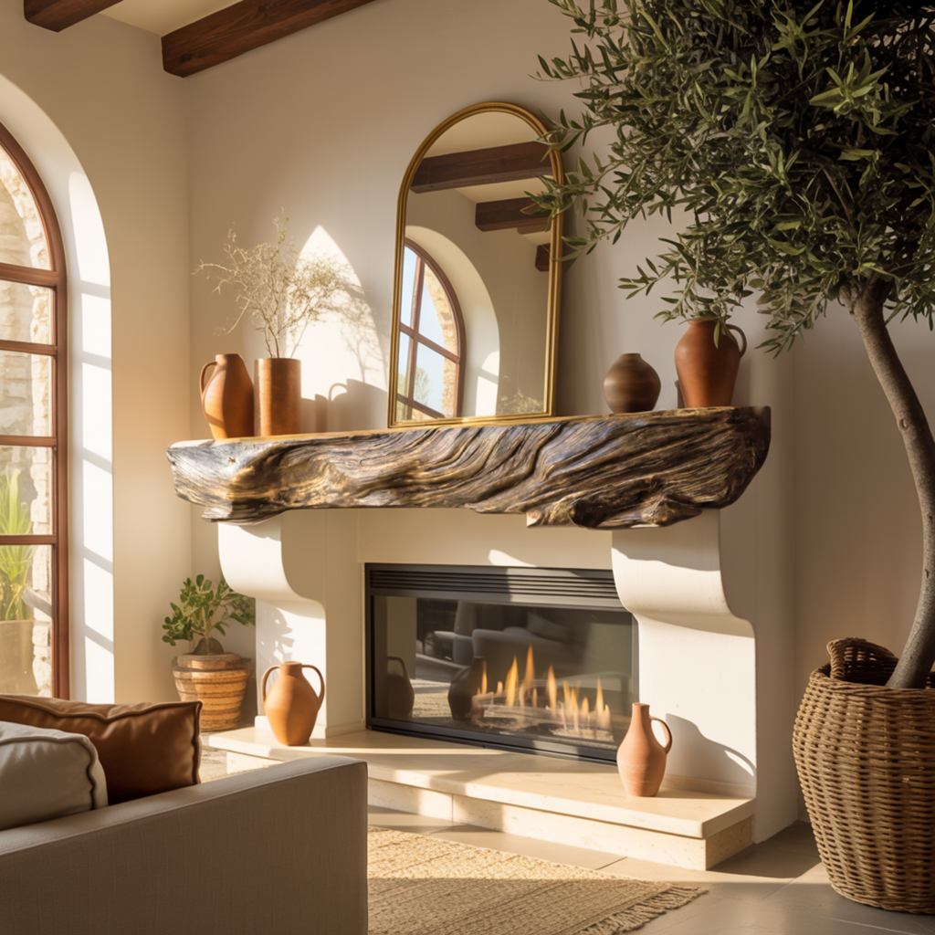 Live Edge Solid Wood Fireplace Mantel Shelf - view 4