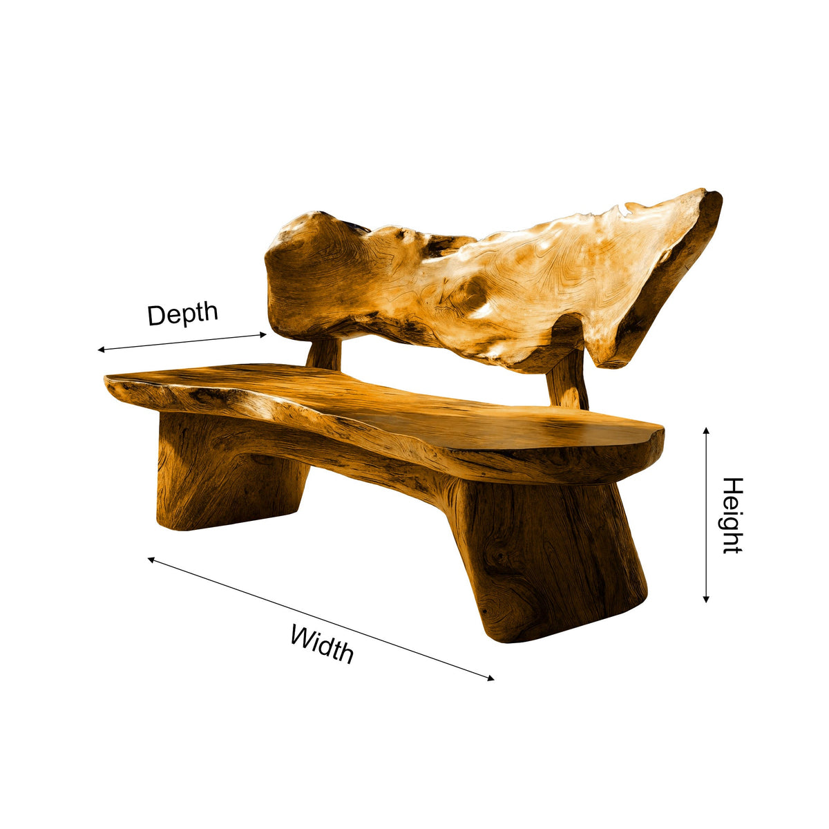Handcrafted Solid Hardwood Outdoor Bench with Live Edge Backrest - view 8
