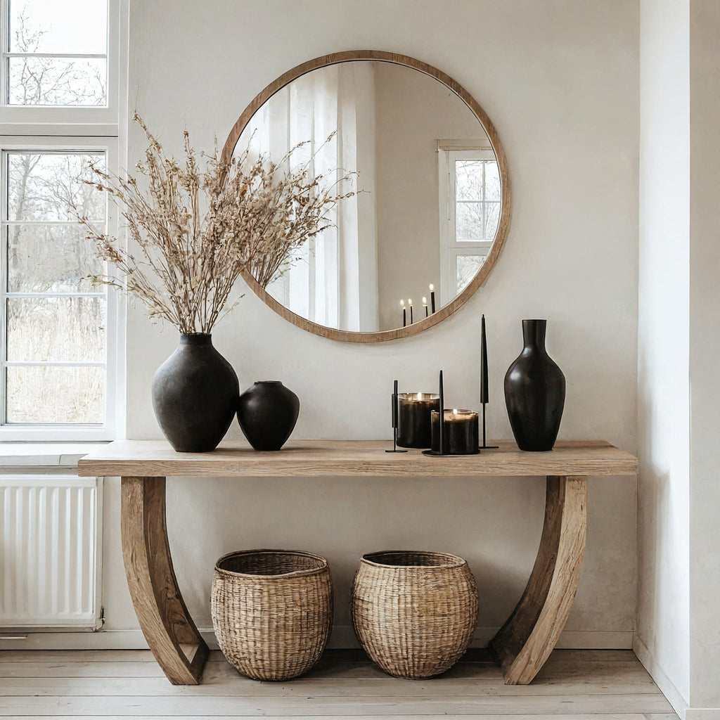 Handcrafted Natural Wood Entryway Console Table, Clean Lines - view 2