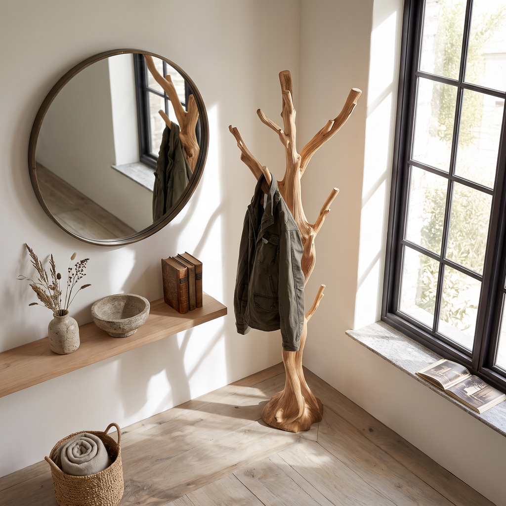 Rustic Driftwood Branch Tree Coat Rack with Optional Support Base - view 2