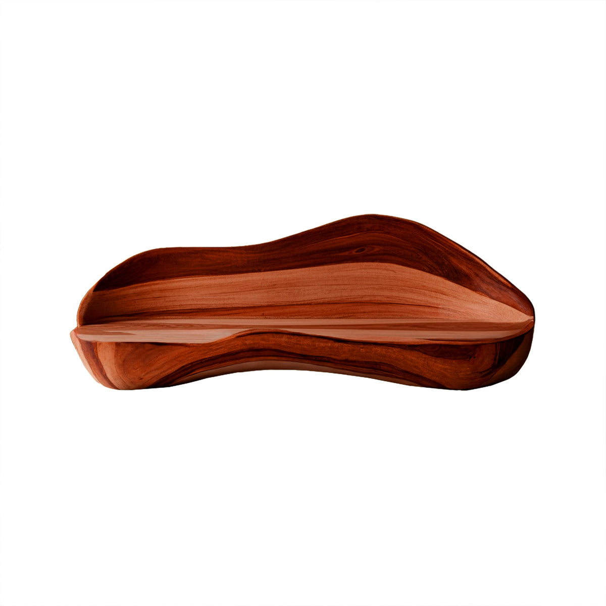 Solid Wood Live Edge Sofa with Wave-Inspired Frame and Cushions in Mahogany finish