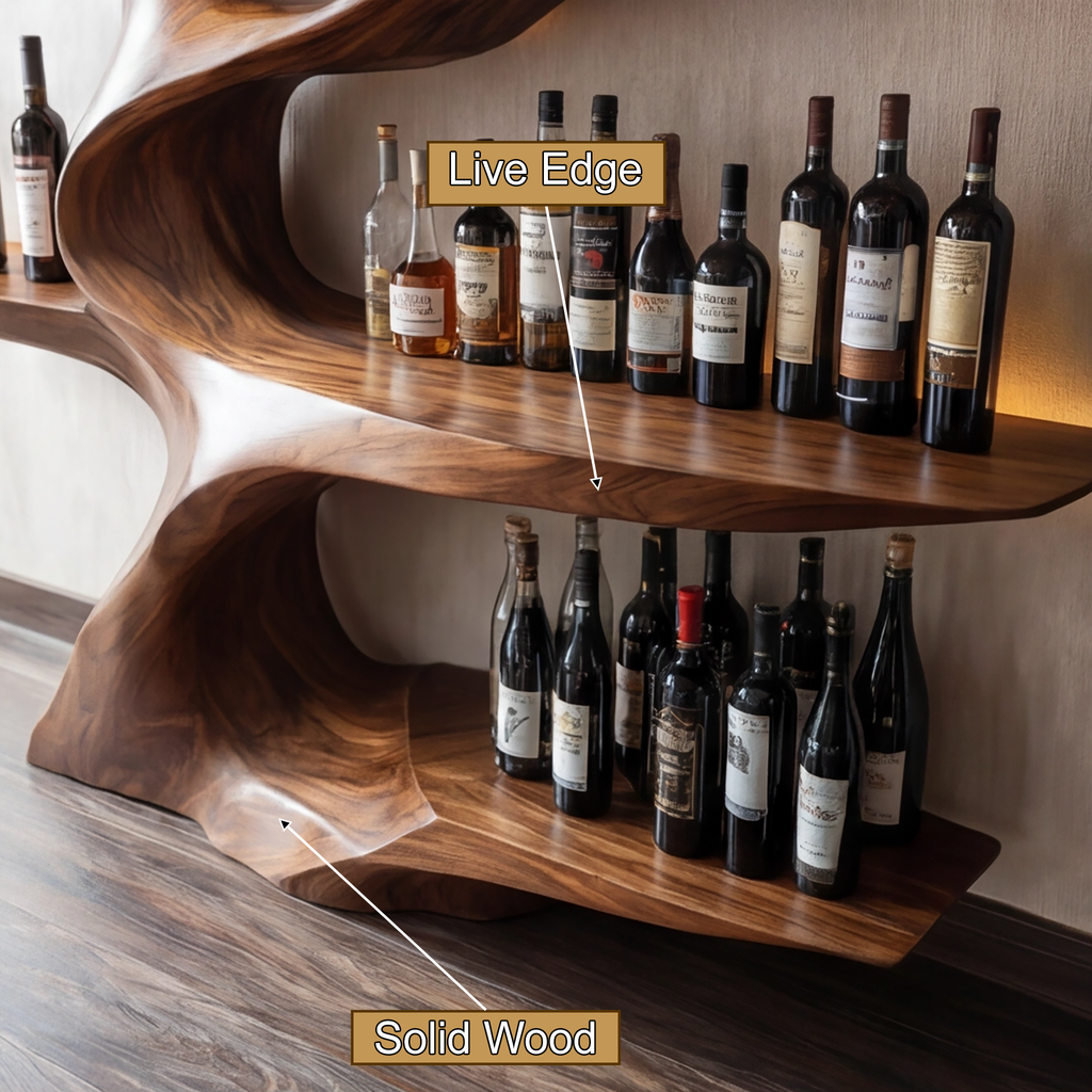 Sculptural Solid Hardwood Tree Wine Rack with Ambient Lighting - view 3