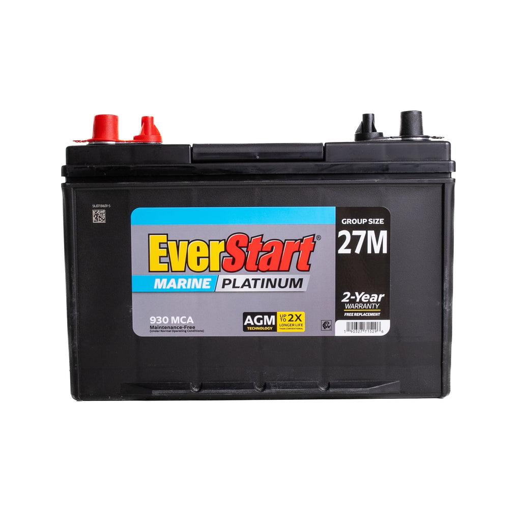 EverStart Platinum AGM Marine Deep Cycle Battery, Group 27M, 930 MCA, 175 RC, 12V