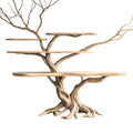 Branching Tree Solid Wood Console Table with Multi-Tier Shelves in Natural Oak finish